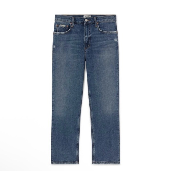 Agolde Kye Mid Rise Straight Crop Jean Distressed Stretch Denim Notion Wash 33 - Picture 5 of 16